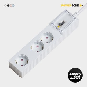 파워존 웨이브 고용량 멀티탭3구 누전차단 50cm 1.5m 3m 5m 7m 에어컨 냉풍기, 누전차단 3구 50cm화이트
