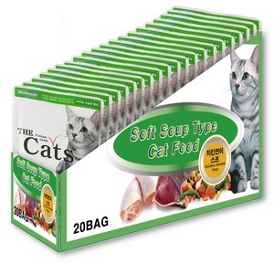 더캣츠 고양이 스프 파우치 간식, 혼합맛(치킨/연어), 50g, 80개