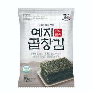 예지김 곱창김 구운 조미김 진도산 원초 천일염 참기름 쫄깃한 식감, 5개, 28g