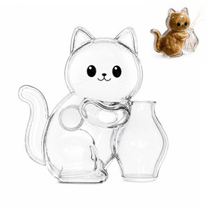 루베이 3in1 고양이 냉장고 자석 수납함 투명 고양이 털 보관 + 수염 케이스+냉장고 자석 기록/인테리어/선물, 스마일캣