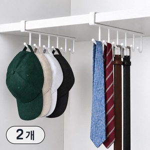 NUNUHANA 무타공 다용도 수납형 선반 후크걸이 옷장용, 2개, 화이트
