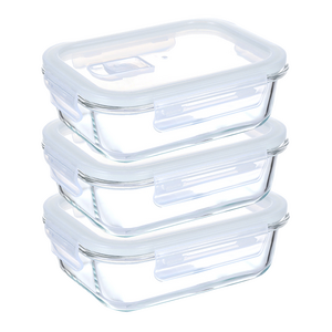 살림의지혜 내열유리 직사각 밀폐용기 반찬통 오븐사용, 1040ml(3개), 1세트