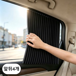 Savelio 초간편설치레일형 차량용 창문햇빛가리개, 1세트, 블랙