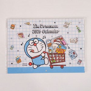 일본정품 2026 산리오굿즈 도라에몽 벽달력 벽걸이캘린더, 1입, 상세페이지 참조