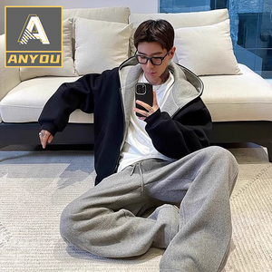 ANYOU 남성 캐주얼 오버핏 후드집업 후드티 2 colors