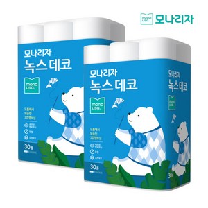 [모나리자] 3겹 엠보싱 녹스 데코 화장지 30M 30롤 2팩, 30개입, 60개