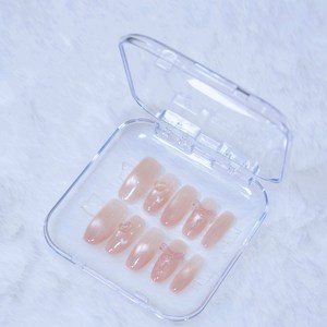 SEVEN NAILS 피치 시스루 캣아이 글루온네일 미디엄 오벌, 1세트, S(10p)