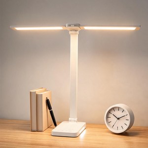 키스미스 듀얼 LED 스탠드 시력보호 책상 학습용 사무용 무단계 밝기조절 와이드 공부조명, 화이트