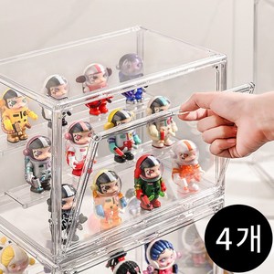 FONOW 장식장 투명 아크릴 피규어 장식장 가능한 탈부착 케이스 계단형 선반, 4개