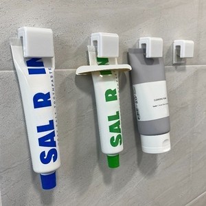 브로픽 무타공 클립형 치약걸이 4p + 치약클립 1p, 화이트, 1세트