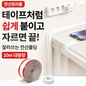 라곰라이프 잘라쓰는 전선몰딩 정리 테이프 10m 대용량, 화이트, 1개