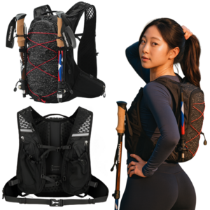 호니배저 트레일러닝 조끼 등산 가방 사이클 백팩 12L, 1개, 블랙