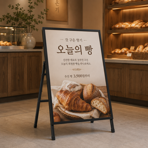 접이식 A형 메뉴판 스탠드 카페 식당 광고판 거치대 실내용, 철제