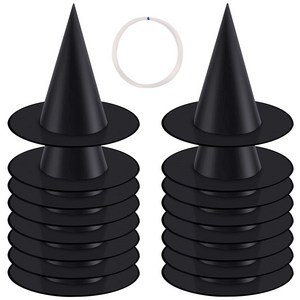 16개 블랙 할로윈 마녀 모자 45미터 투명한 실 할로윈 장식품 할로윈 코스프레 소품, 마녀 모자와 실 세트