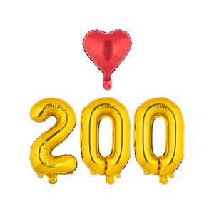 아트포유 100일 200일 300일 백일 풍선 이벤트 세트 4P, 1개, 옐로우 골드 200