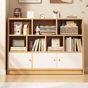 Comfy Nest 대용량 책장 수납장 거실 다단 선반, 내추럴, 3단