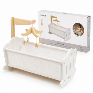 폴라비 30cm 원목 애착 인형침대 역할놀이 침구세트, 화이트, 1개