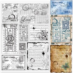 PVC 스탬프 라벨 패턴 스크랩북 다이어리 꾸미기 포토카드 메이킹 핸드메이드 용품 29.7x21cm, 클리어, 1개