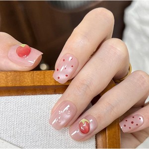 [B&B] 30pcs 붙이는 젤네일 네일팁 프렌치 그라데이션 리본 셀프네일, 1개, 0.입체 딸기 캣아이