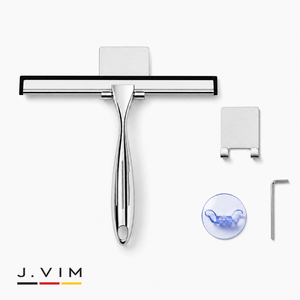 JVIM 욕실 스텐 스퀴지 논슬립 손잡이 흡착판 추가 고급형, 메탈실버, 1개
