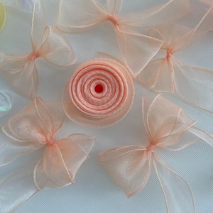 상일상회 선물 포장 리본 쉬폰 오간디 꽃다발 청첩장 끈 4cm, 피치 베이지, 9m, 1개