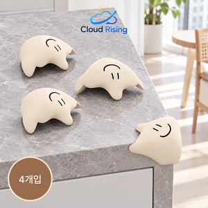 CLOUD RISING 구름형 실리콘 가구 모서리 보호대 테이블 코너 충격 방지 가드, 플루이드형 베이지, 4개