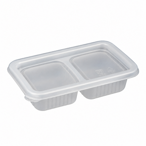 버디팩 PP 2칸 일회용 소스 용기 반투명 M-0814-2A 반찬 포장 배달, 100세트, 1개