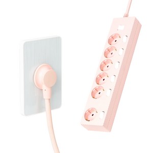 파워존 6구 납작멀티탭 고용량 웨이브 개별스위치 과부하차단 콘센트 50cm 1.5m 3m 5m 7m, 개별스위치 6구50cm 파스텔핑크, 1개