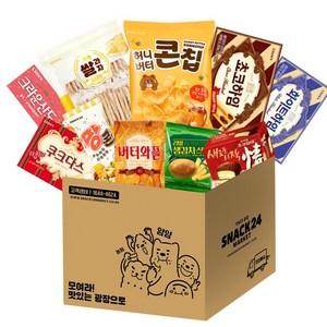 스낵24 사무실 탕비실 알뜰과자 스낵세트 (초코하임+화이트하임+쿠크다스+버터와플+산도딸기+초코파이+쌀과자+콘칩+팡콘+감자스틱), 1세트, 10p