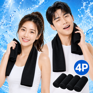 메라움 오싹쿨 PRO 냉감 쿨타올 스포츠 땀수건 4P, 4개, 오스틴블랙