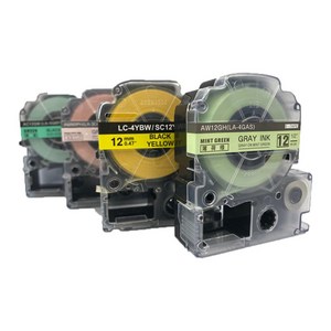 엡손 라벨 테이프 LW-K200BL OK730 LW-K420 OK1000P LW-H200RK 라벨프린터 라벨지 호환, 도트그린바탕/회색글자 (AWM18GH), 18mm