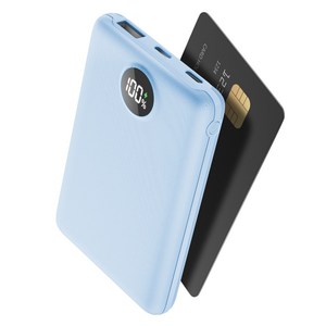 UOOFON 고속충전 미니 보조배터리 10000mAh PD 22.5W QC3.0 LED 잔량표시 포켓 휴대용+20W C타입 케이블, 블루, N2