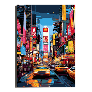 원그리드 DIY 명화그리기 세트 캔버스 유화 그림그리기, 잠들지 않는 도시, 1개