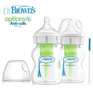 닥터브라운 와이드넥 옵션스 플러스 PP 젖병 트윈팩 + 세척솔 1p, 혼합색상, 150ml, 1세트