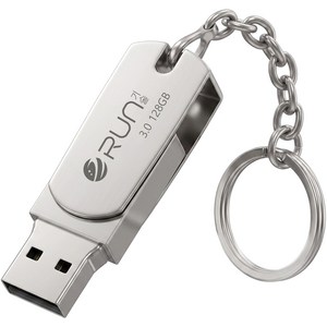 RUN기술 USB 메모리 128GB USB 3.2 Gen 1 초고속 130MB/s 메탈 회전형 휴대용 플래시 드라이브, 1개
