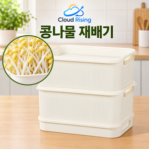 CLOUD RISING 대형 콩나물 새싹 재배기 무토양 수경재배 가정용 발아 트레이, 1개