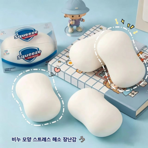 Zeviro크런치 비누 말랑이 부드러운 말랑말랑 스퀴시 압력해소 장난감 니키 200g 1개, 흰색
