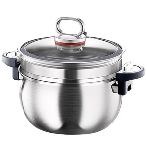 CookNest 통3중 304 스텐 IH 대용량 인덕션 저압냄비, 1개, 찜기, 7L