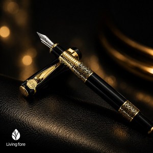 LIVINGFORE 고급 만년필 세트 켈리그라피 선물용 블랙, 블랙 만년필 세트, 0.5 캘리그라피