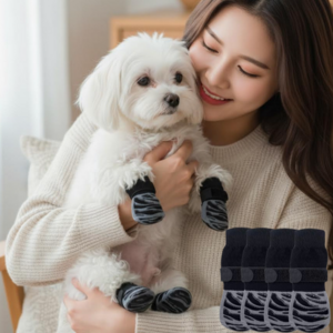 융풍 강아지 신발 강아지신발 강아지 양말 애견신발 강아지 미끄럼방지 양말 강아지양말, 1세트, 스트라이프블랙