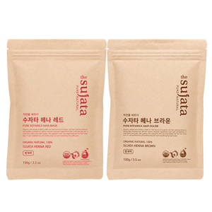 USDA 유기농 수자타 천연100% 헤나 가루 염색약, 레드+브라운, 1개