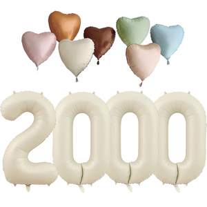 파파 파티 크림 하트 대형 숫자 기념일 생일 풍선 세트, 1세트, 크림 2000 + 하트7종