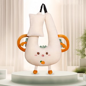 윈웨이 차량용 목꺽임방지 안전벨트쿠션 캐릭터바디쿠션 세트, 1세트, 토스트
