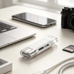 홈앤스테이 SD카드 리더기 C타입 USB-A 멀티호환, 1개, 화이트, SPD-102