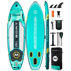 Myboat 공기주입식 패들보드 SUP 서핑보드 대형 풀세트, 민트-기본형 패들보드