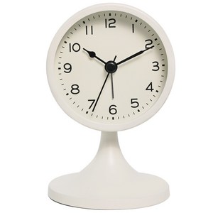COVERONE 노르딕 라운드 무음 탁상 알람 시계, 화이트 8cm*12.6cm