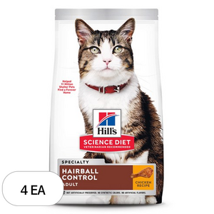 힐스사이언스다이어트 어덜트 고양이 기능성 사료, 헤어볼, 1.58kg, 4개