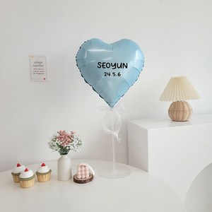 이벤트홀릭 레터링 하트 풍선 스탠드 세트 파티용품 자유문구 스티커, 1개, 04.파스텔블루 세트