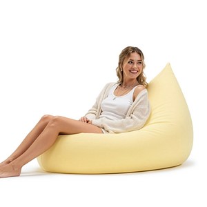 폴리몰리 LT201 그랜드 1인용 대형 스판 빈백 소파 좌식 쿠션 의자, 버터 옐로우