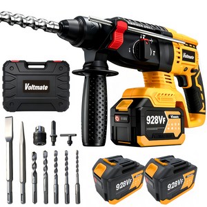 VoltMate 21V BLDC 고성능 고성능임팩트드릴 전용천공기 해머드릴 4.5ah 안전 클러치 해머 드릴/잭해머/드릴 3in1 산업용 해머 드릴 4500mAh 듀얼 배터리 세트, 2세트